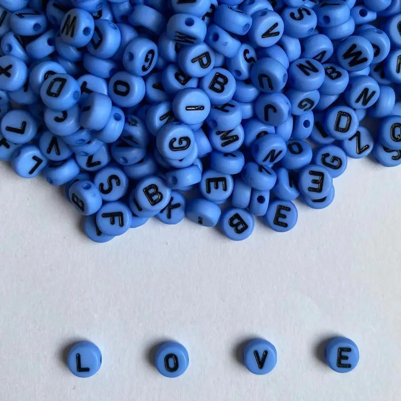 

100-500pcs Acrylic Round Letter Beads Colorful Loose Spacer Alphabet Beads For Jewelry Making DIY Necklace Bracelet Accessories 100PCS темно-синий