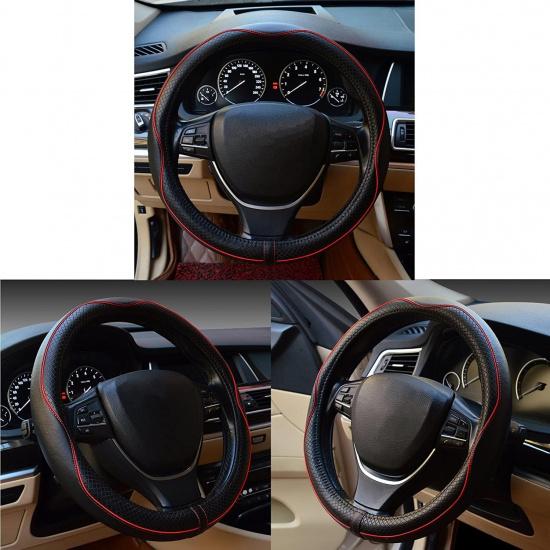 ESEWALAS Universal Car Steering Wheel Cover,Anti-Slip Leather Steering Wheel Cover,Sports Style Steering Wheel Protector,Car Interior Accessories