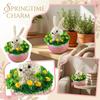 Basket, Green Grass, Yellow Flowers,   Gold Rope,  Figurine
