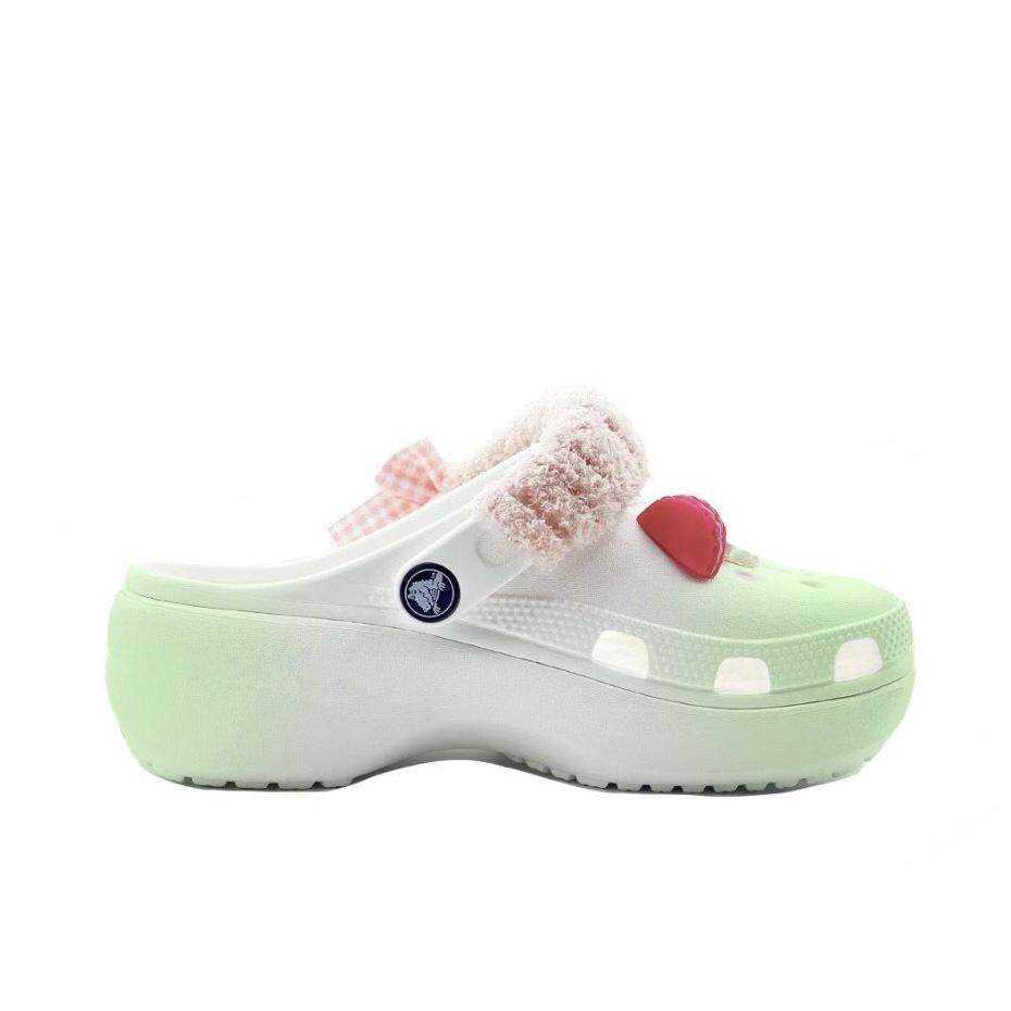 Crocs Classic Platform Clog Interstellar Niche Campus Style EVA Fashion Trend Comfortable Hole Shoes Unisex Green