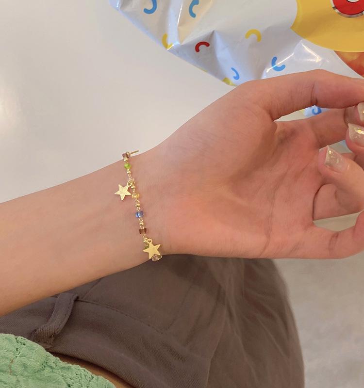 Colorful Crystal Beaded Star Bracelet, Girls' Design Sense, Student Simple Jewelry, Summer Cool Accessories