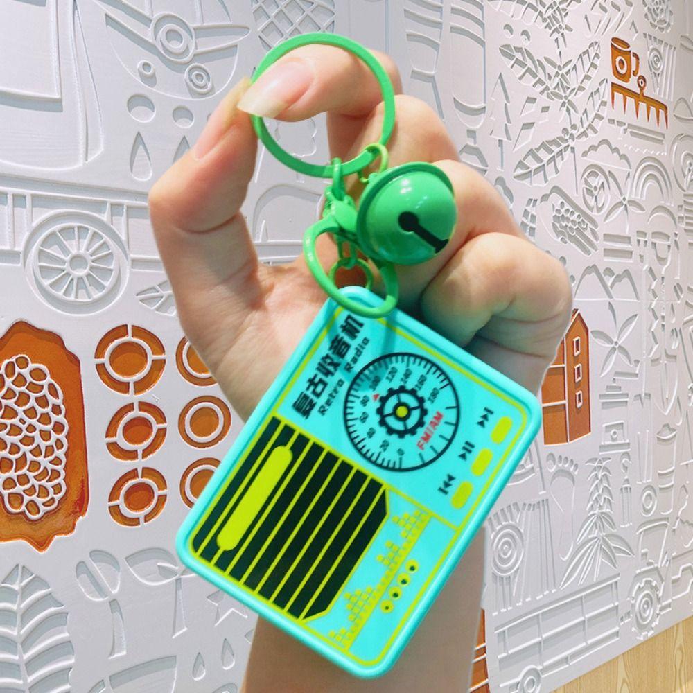 

With music Retro Radio Keychain Built-in four Song Car Key Rings Small Gift розовый