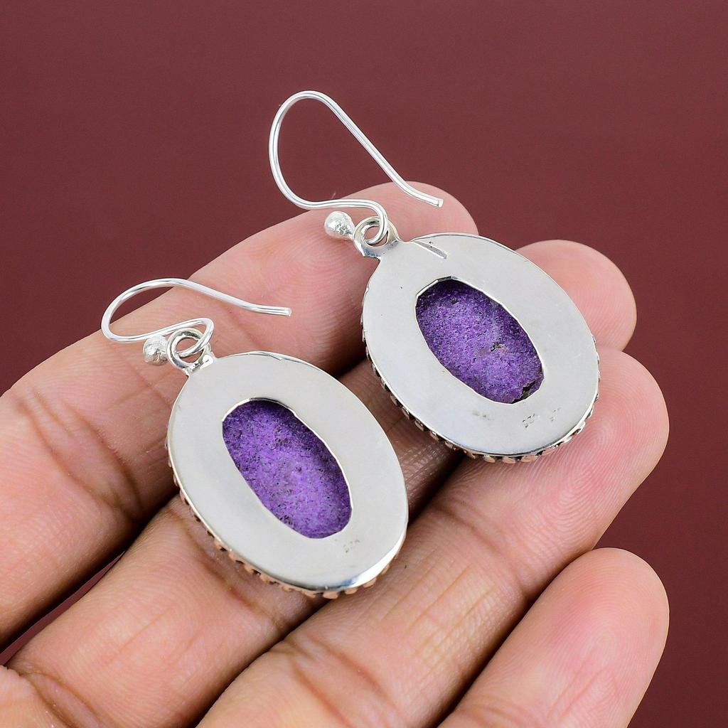Purpurite Earrings Natural Gemstone Earring 925 Sterling Silver Earring Beautiful Vintage Earring Handmade Elegant Jewelry Anniversary Gifts