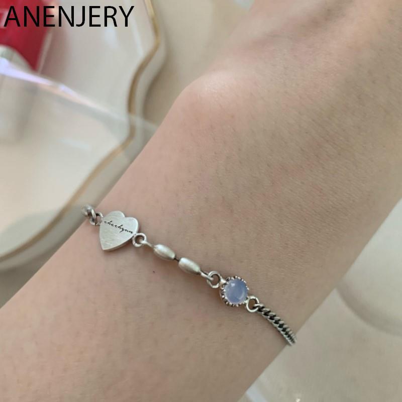 

ANENJERY Корейские буквы Love Heart Brand Rice Grain Chain Bracelet для женщин в стиле ретро ослепительные циркониевые украшения для рук оптом