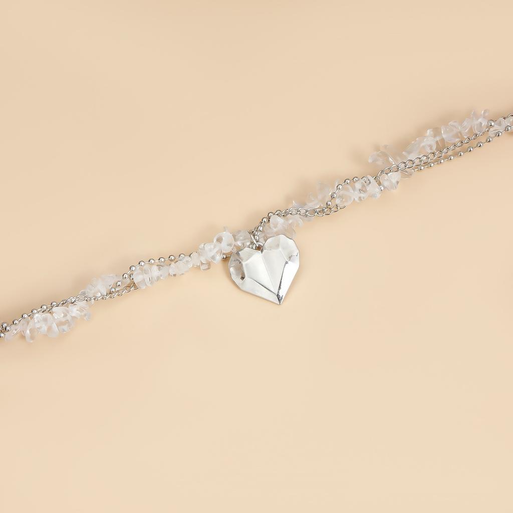 Fashion Boho Crystal Class Gravel Clavicle Chain New Y2K Heart Beaded Necklace Women Cool Choker Exquisite