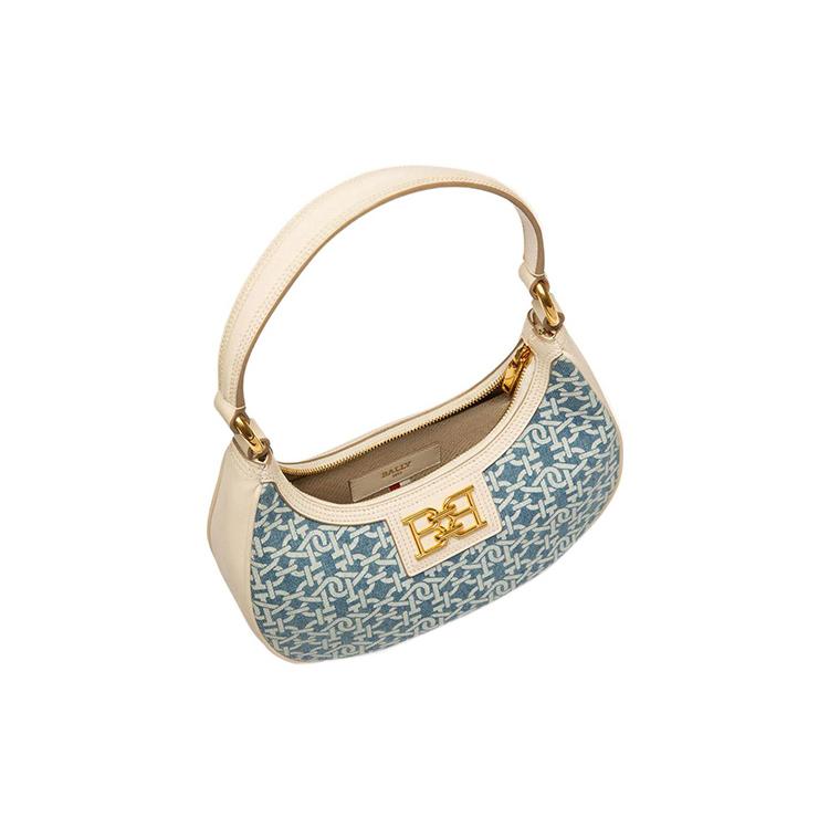 New BALLY Cotton Dumpling Bag Shoulder Bag Women's Denim Blue 6300123