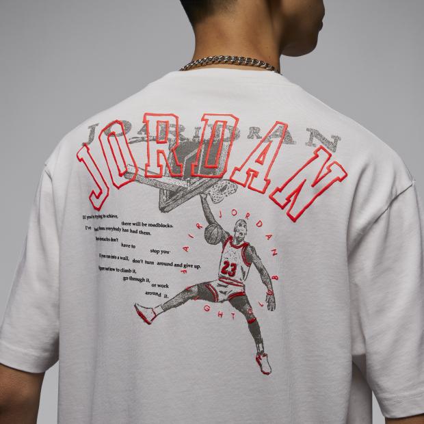 Jordan SS24 Solid Color Printed Number Straight Cut Casual Soft Crew Neck Short Sleeve T-Shirt Men Tops Phantom-Gray White HJ6542030