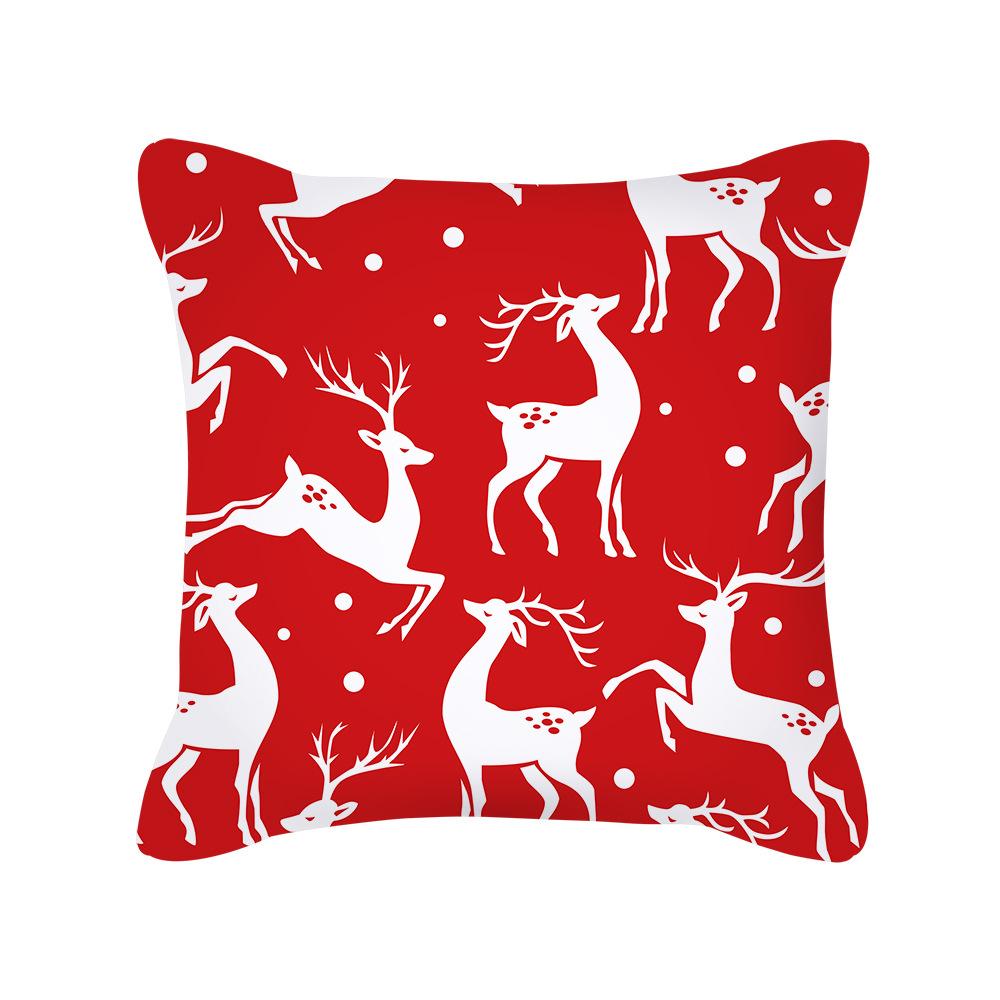 Red Christmas Elk Snowflake Letter Peach Velvet Pillow Cover Cushion New Home Furnishing