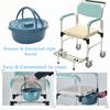 Weiß + Blau 3-in-1 Toilettenrollstuhl für ältere Menschen, faltbarer Stuhl, Nachttopf & Duschsitz, Badezimmer-Rollstuhl, Aluminiumlegierung