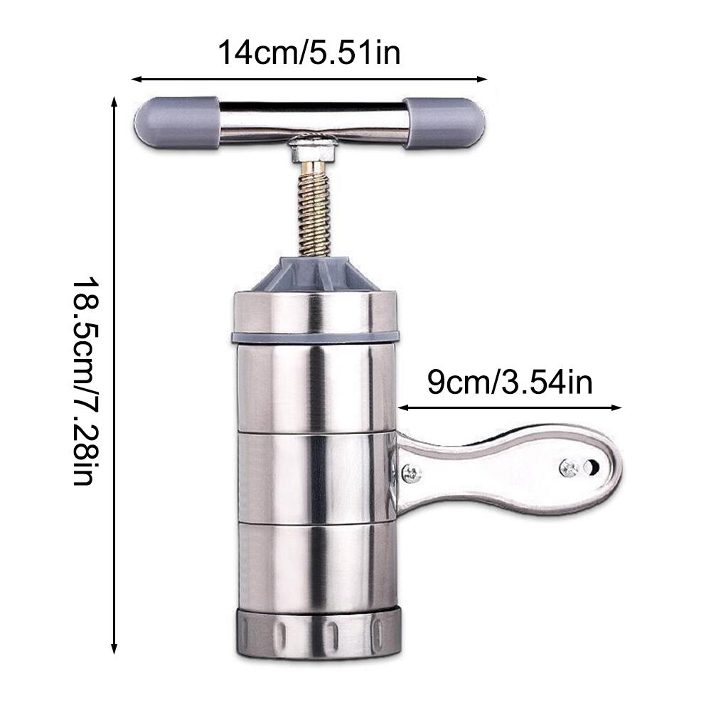 1Set Stainless Steel Household Manual Noodle Machine, Small 5-Type Mold Hand-Cranked Noodle Press