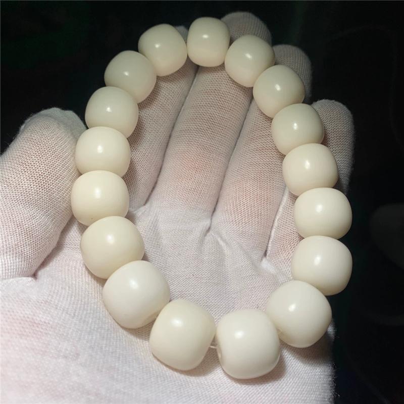 2mm 19 stk Hvite Bodhi Frø Perler Armbånd Naturlig Buddhistisk Mala Tønneperler Unisex Lykkebringende Håndlaget Kinesisk Stil Gave til Menn & Kvinner