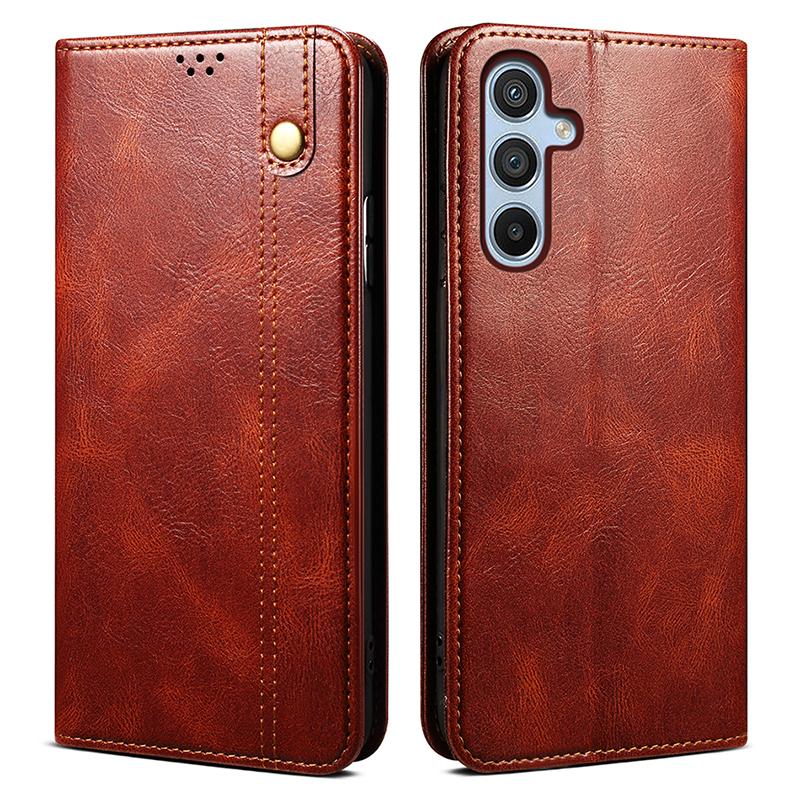 

For Samsung Galaxy F34 5G/M34 5G Case Slim-Fit PU Leather Stand Wallet Leather Phone Shell Brown