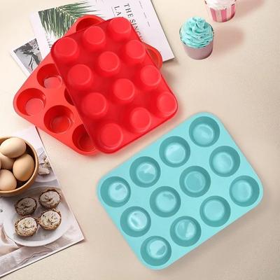 12 Cavities Silicone Mold Muffin Cupcake Baking Pan Cake Egg Tart Pudding Mousse Mold Non Stick Easily Demoulding Baking Mold