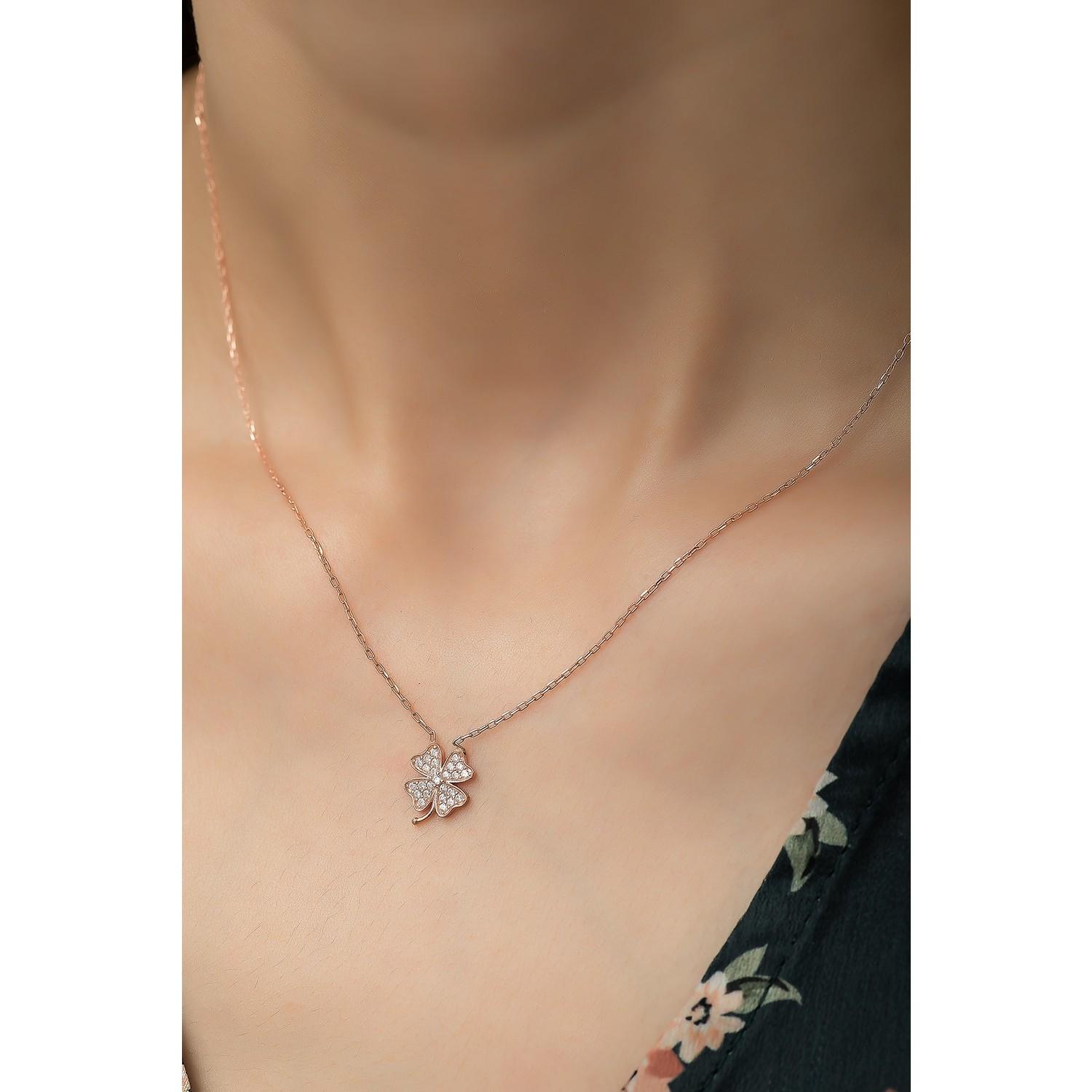 

Женское ожерелье Tiny Clover из стерлингового серебра 925 пробы