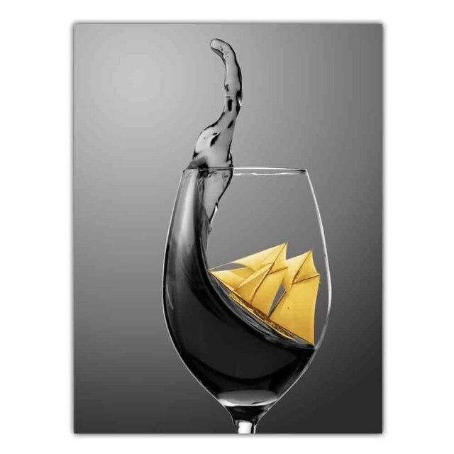 

Новая скандинавская современная мода Бокал для вина Холст Картина Офисная настенная живопись Кухня Плакат Гостиная Коридор Домашнее украшение Фреска Без рамки 50*80cm