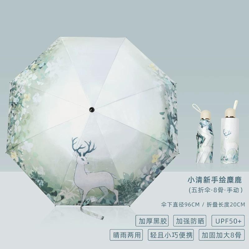 Umbrella for Girls, Compact, Portable, Foldable, Stylish, Automatic, Dual-Purpose for Sun and Rain, Sunshade, Sun Protection, Uv Protection, Sun