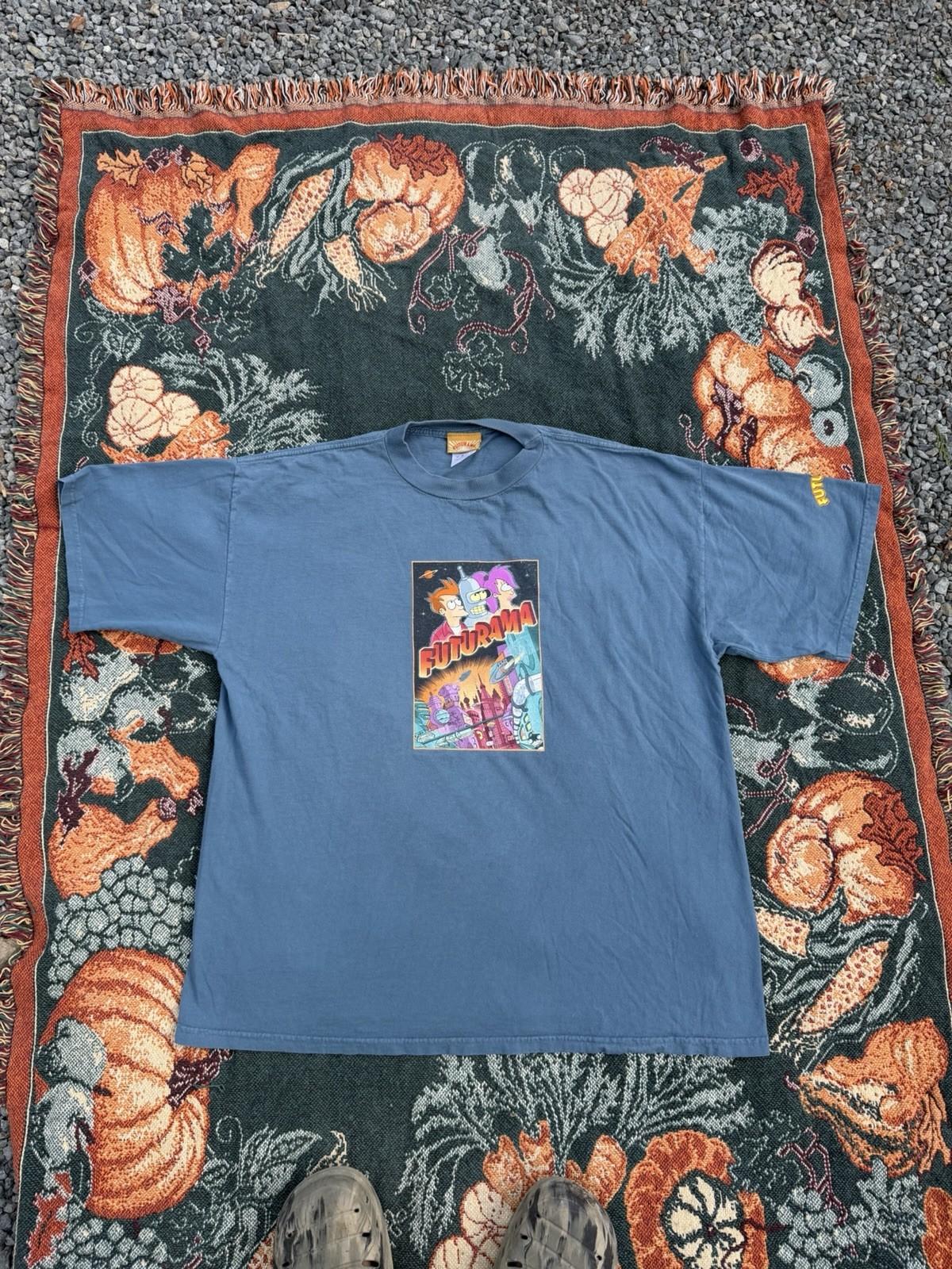 Vintage 90s Futurama RARE Cartoon Network TV Show Cartoon Blue Men’s Shirt XL Unisex T-Shirt L