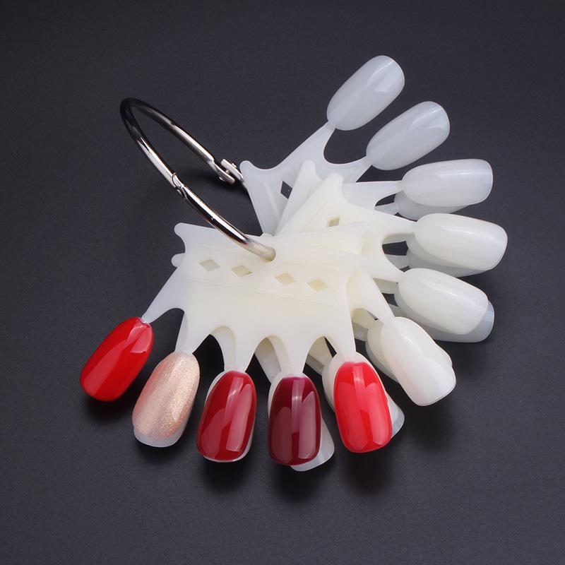50pcs Crown Shape False Nail Tip Display Clear Natural Color Card Polish Gel Stand Board with Ring Nail Palette Manicure Tools