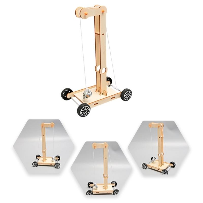Hands on Assembly Wooden Gravitational Potential Powered Car Physics Experiment Set With Instructions For Homeschooling