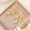Metal Wind Bow Earrings Niche Sweet Temperament Butterfly Streamer Earrings Women'S Long Stud Earrings