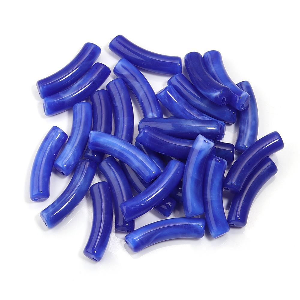30 pezzi/lotto Perline Tubolari Curve in Acrilico Bicolore Forma Sottile di Bambù Perline Distanziatrici Sfuse Per Braccialetti Collane Fai da te Accessori per Gioielli