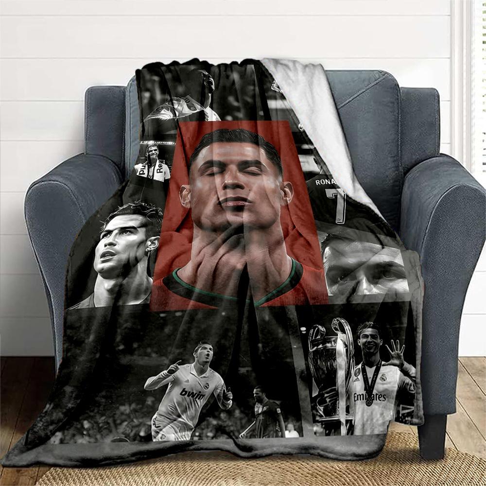 1pc Football Star Ronaldo Outdoor Blanket Lightweight Flannel, Soft & Warm, All-Season Use for Sofa, Outdoor, Camping, Living Room, Office102