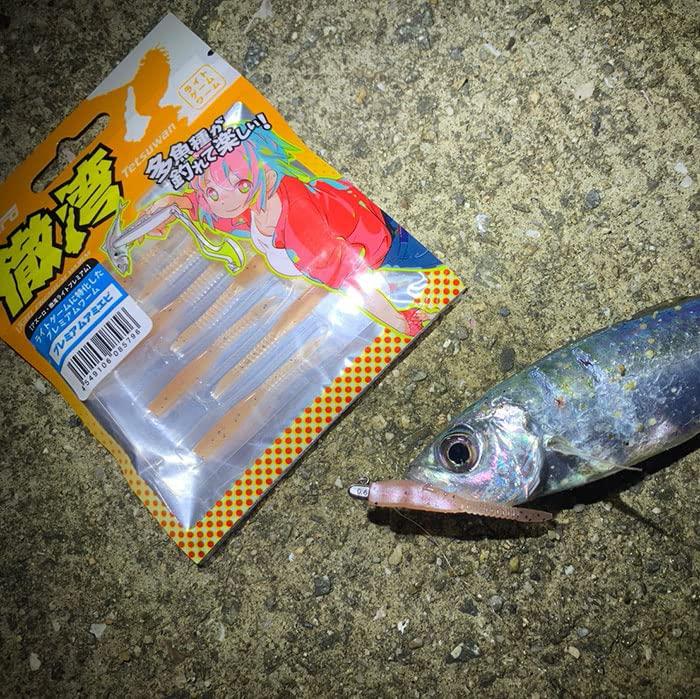 Tetsuwan Light Premium Aji Light Game Worm (Ajiko Worm) - Fishing, Mebaring, (Clear Keimura)
