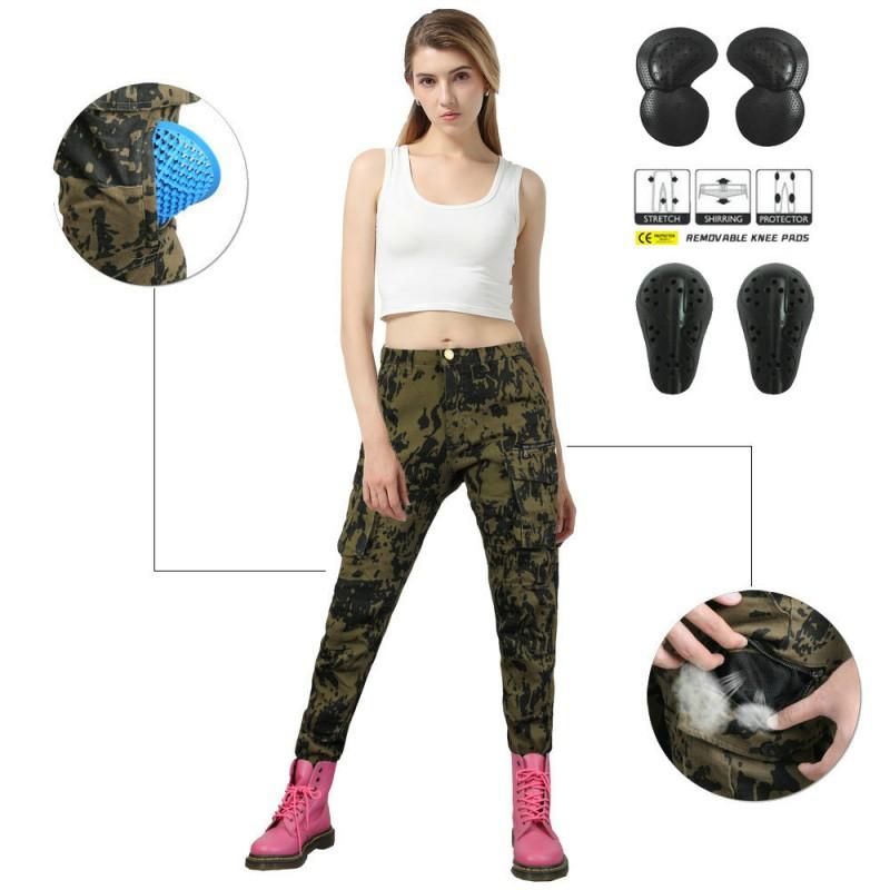 

VOLERO Motorcycle Jeans Female Knight Multi-bag Work Breathable Camouflage Pants Drop Resistance Cycling XXS