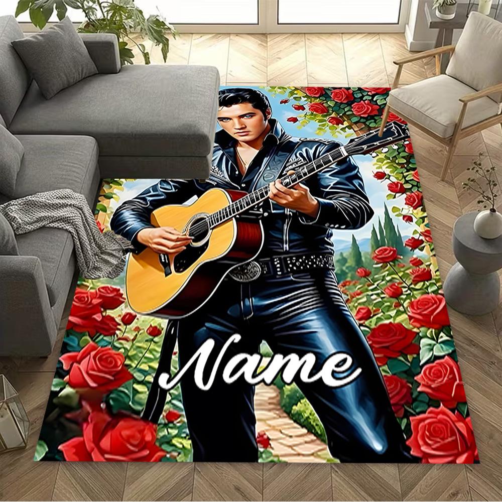 Rock 'n' Roll Legende Rosen Personalisierbarer Teppich Perfekt für Spielzimmer Wohnheime Wohnzimmer Eingangsbereich Rutschfester Teppich Anime Büro Dekoration