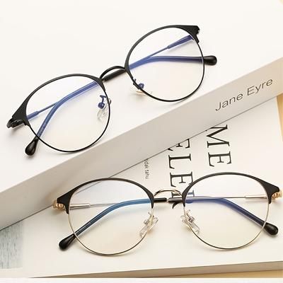 Natural Style Round Frame Metal Full Frame Simple Anti-blue Light Glasses