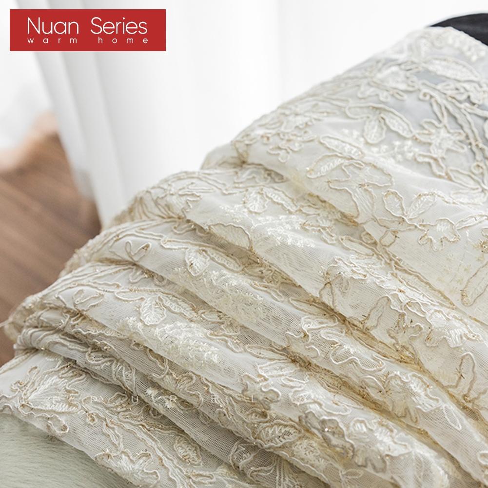 1PC Nuan Series Europejski styl francuski luksusowy haftowany przezroczysty firana romantyczny biały tiul do salonu sypialni i balkonu okno wystrój domu