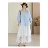 DIMANAF 2026 Summer Women Plus Size New Blouse Shirt Cotton Lace Embroidery Casual Loose Fashion Lady Tops Tees Batwing Sleeves