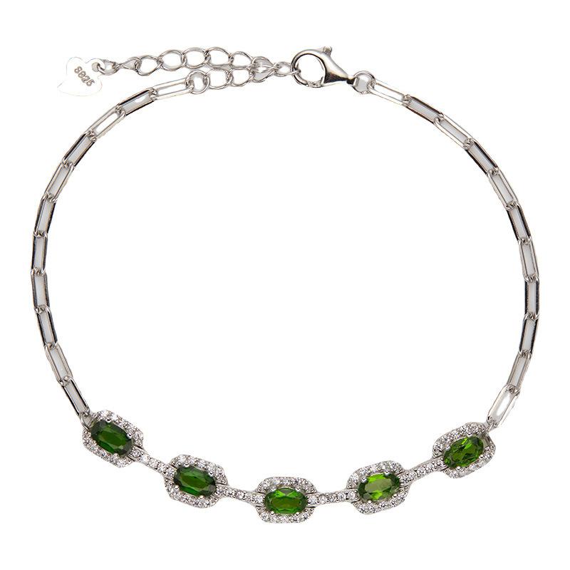 Fashion Treasure Jewelry S925 Sterling Silver With Natural Topaz Garnet Diopside Bracelet Women