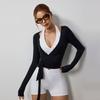 Pilates straps, pure V-neck running fitness workout short blouse, autumn and winter yoga clothes top, long-sleeved blouse