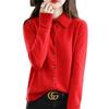 Korean-Style Women's Loose Cashmere Knitted POLO Cardigan Sweater