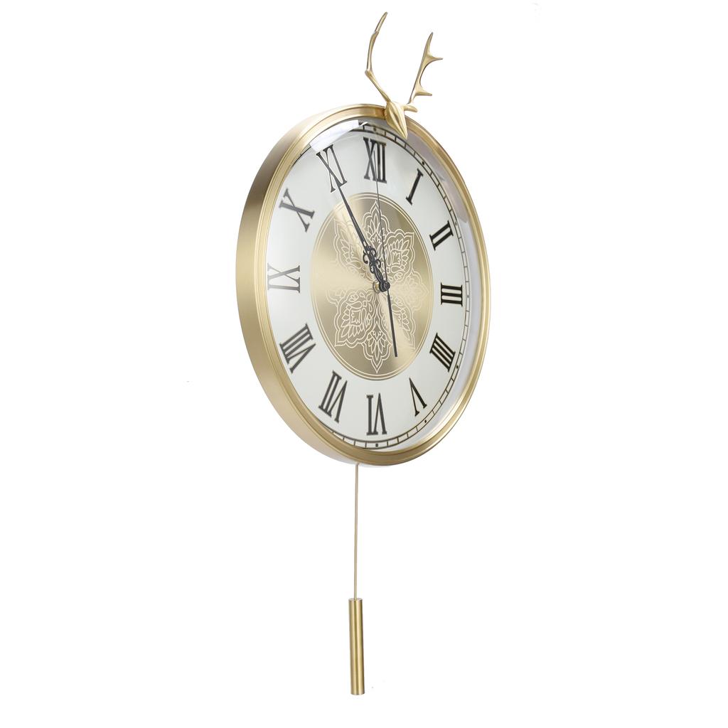 Zegar ścienny cichy miedziany w stylu europejskim zegar wahadłowy z czystej miedzi do wnętrza salonu