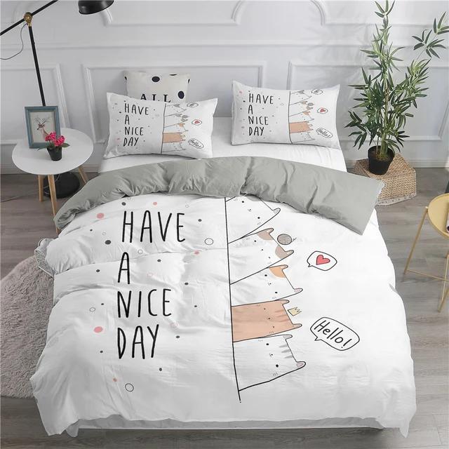 Cartoon-Bettwäscheset mit niedlichen Katzen, bedruckt, 3D-Bettbezug-Set, Twin Full Queen King Double Size, Kissenbezug, Bettwäsche aus weichem Polyester
