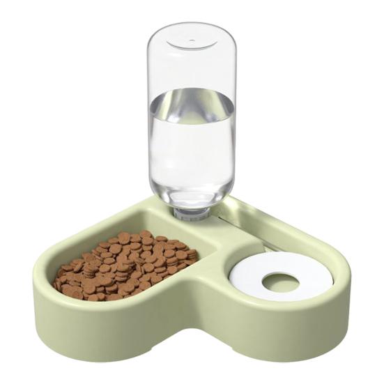 

Automatic Pet Drinking Bowl Dogs Corner Food And Water Bowl Heart Shape Wet And Dry Pet Dish with Splash Guard for Cats And Small-Medium Dogs зелёный