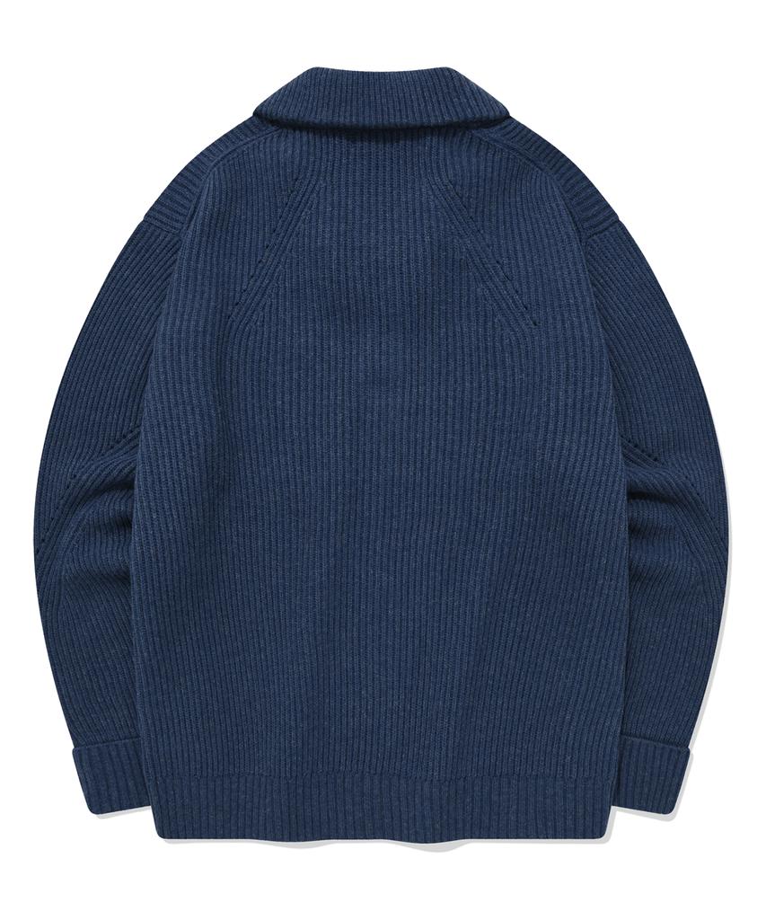COVERNAT Lambswool Half Zip Knit Navy