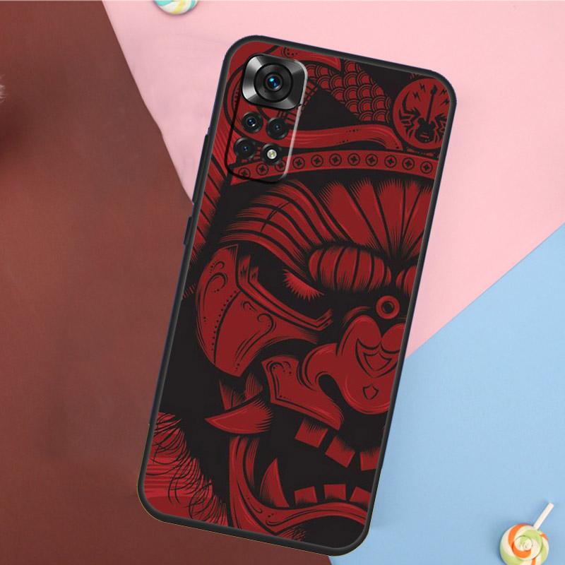 Samurai Mask Warrior Helmet Cover For Xiaomi Redmi Note 14 13 Pro 12 11 9 10 9S 10S 11S 12S Redmi 14C 10C 12C 13C Case