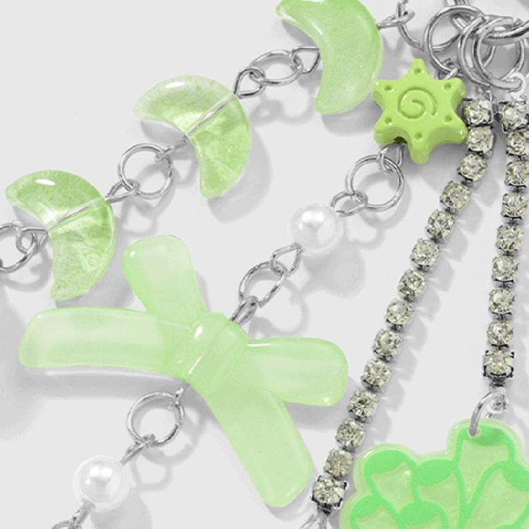 Unique Moon Star Rhinestones Bowknot Keychain Safe Resin Jewelry Decoration Charm For Bags Keys Organiser