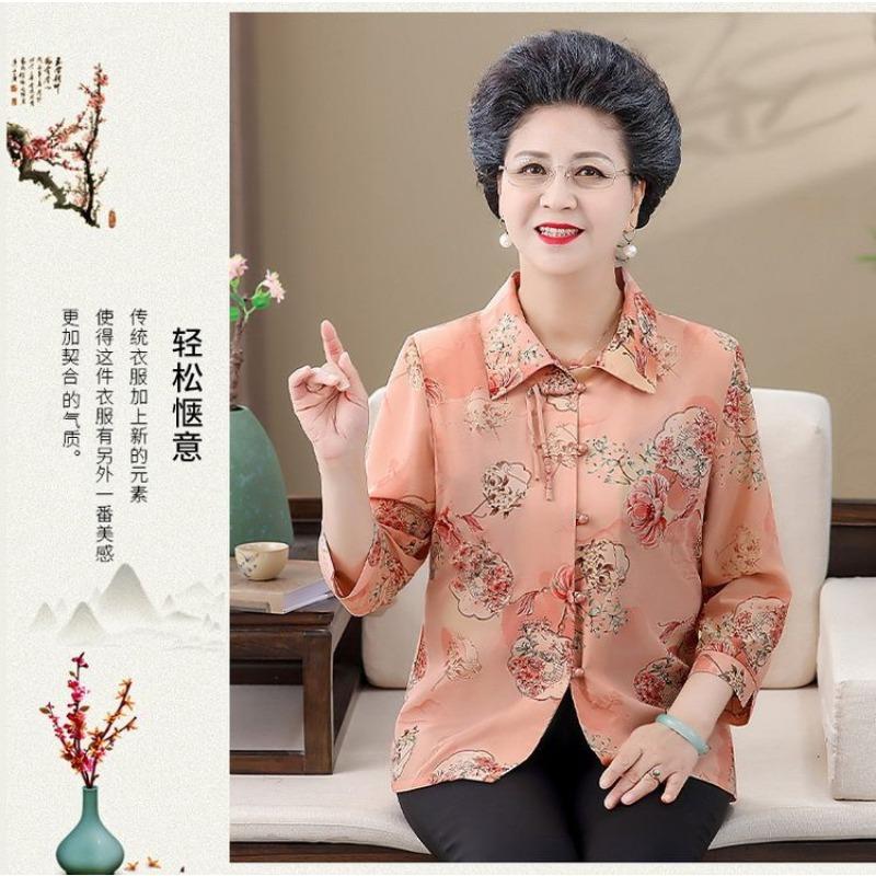 New Summer Shirts for Middle-aged and Elderly People Three-quarter Sleeve Summer Cardigan Shirts