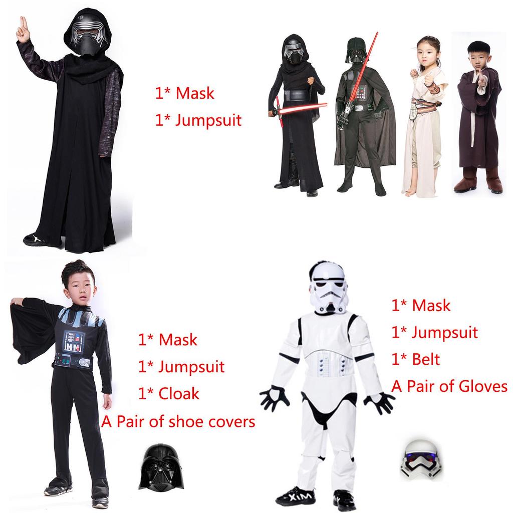 Kostuum Darth Vader Kinderen Jumpsuit Jedi Pak Cape Masker Cosplay Meisjes