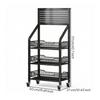 Space-Saving Rolling Cart with Hooks Freestanding Storage Sturdy