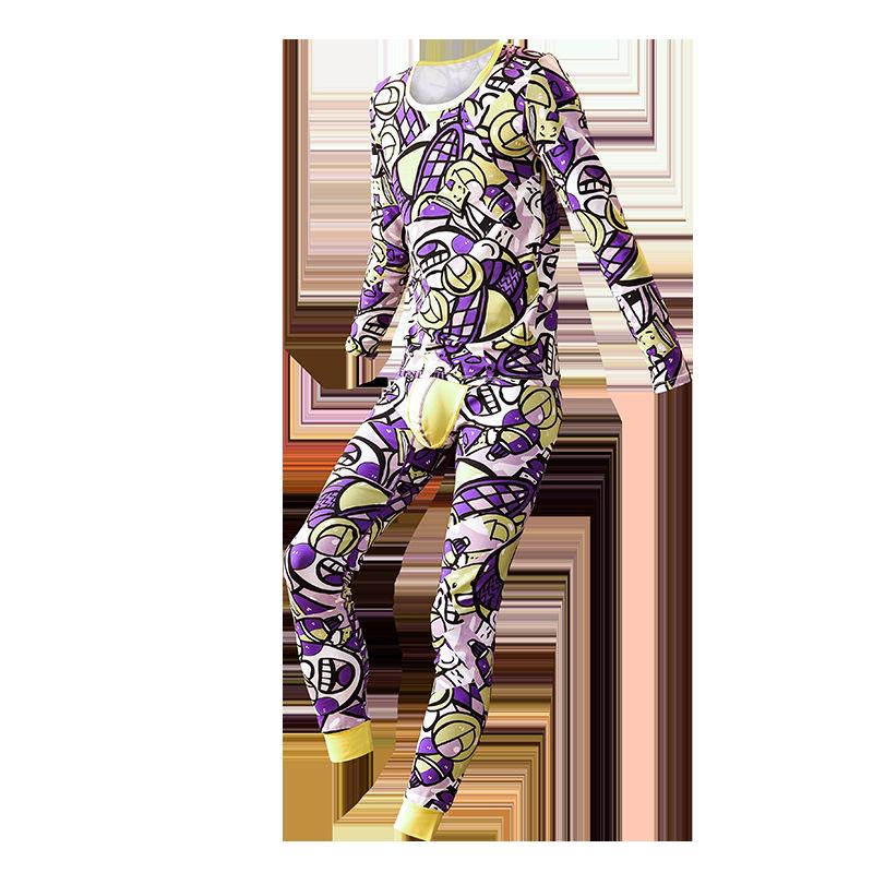 

Комплект мужского бесшовного термобелья: Рубашка и брюки на бархатной подкладке с круглым вырезом и длинными рукавами на осень. 2XL зелёный