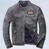 Fashion Biker Jackets Vintage Men's Genuine Leather Jacket Slim 100% Natural Cowhide Coat Real Leather Motorcycle Biker Clothing