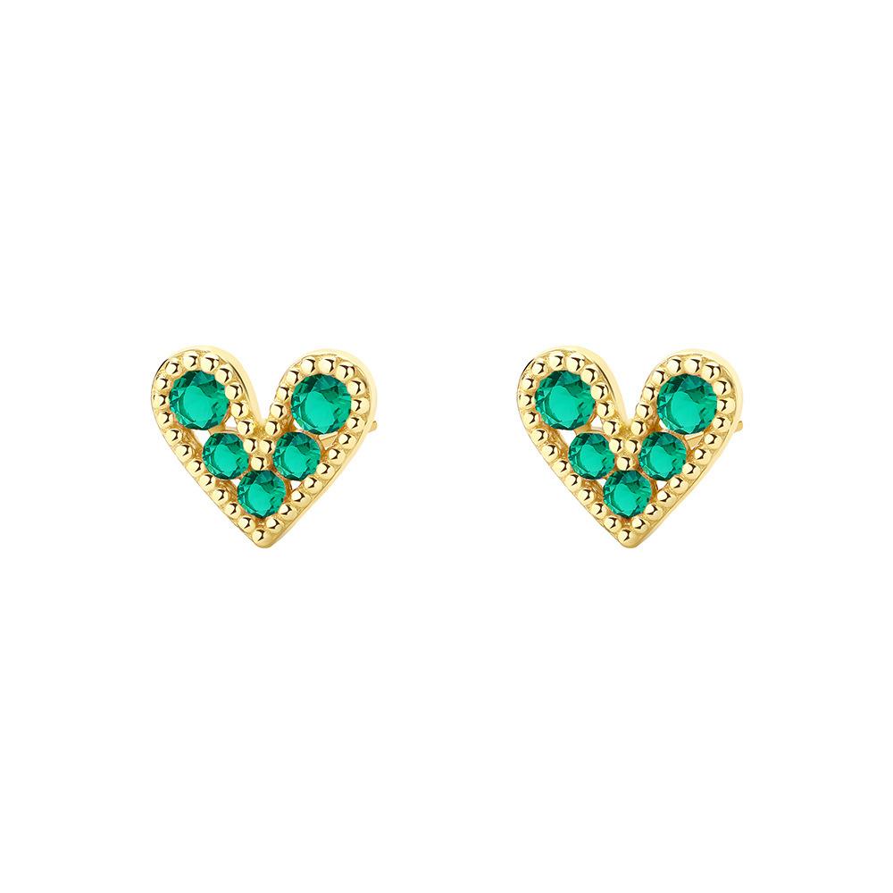 

Real 925 Sterling Silver Fashion Exquisite Zircon Heart Stud Earrings for Women Wedding Birthday Present Jewelry