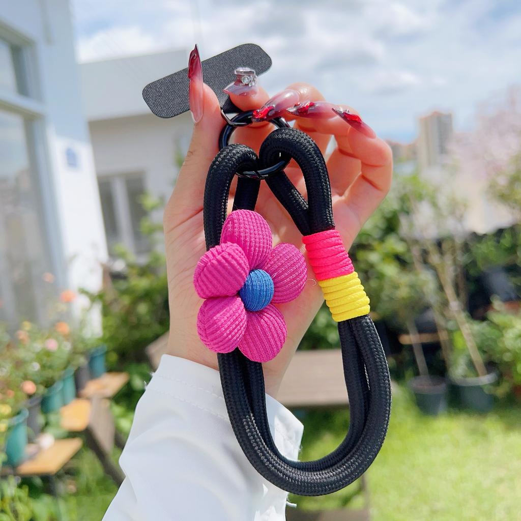 Korea Y2k Ctue Flower Candy Color Phone Lanyard Simplicity Short Phone Strap Pearl Style Phone Chain Bracelet Phone Accessories