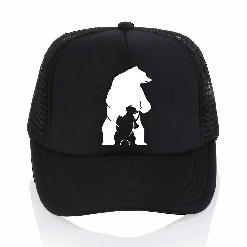 Polar Father Bear The Baby Bear Predator print baseball cap summer cool trucker hat casual mesh Adjustable snapback hats