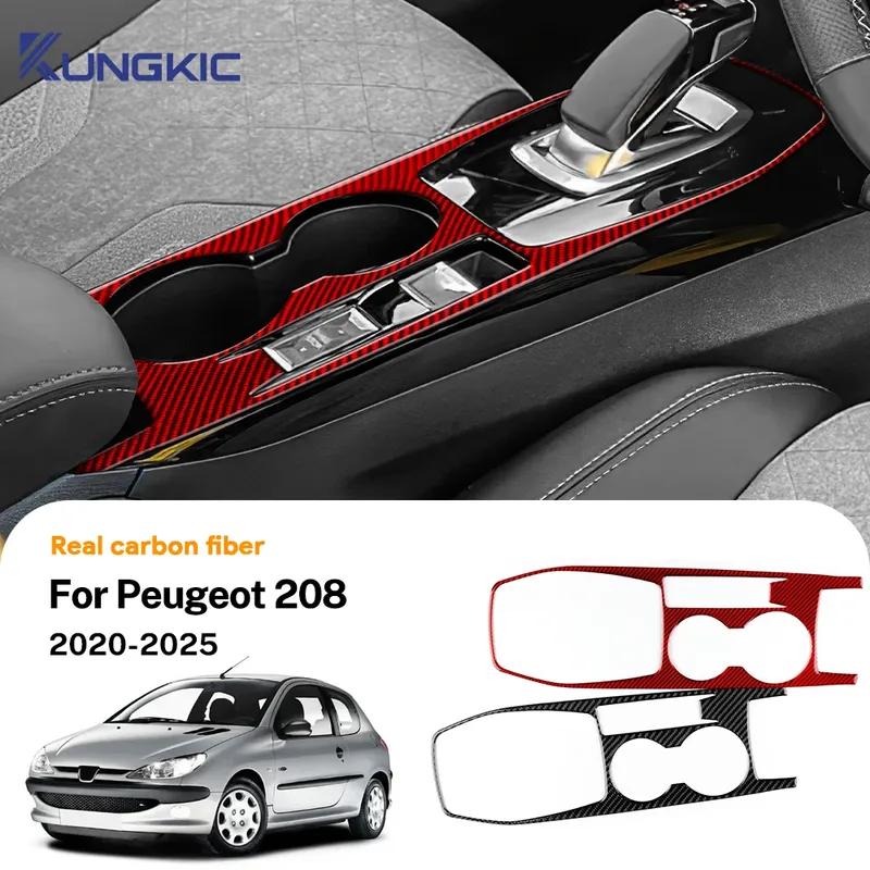 For Peugeot 208     2024 2025 Real Soft Carbon Fiber Sticker LHD RHD Car Manual Automatic Gear Shift Panel Trim
